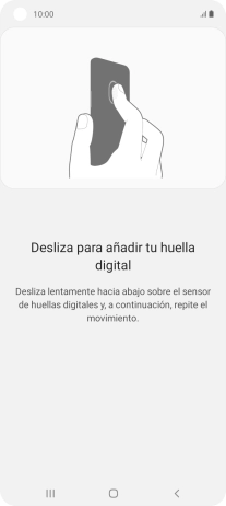Sigue las indicaciones de la pantalla para crear una huella digital como código de seguridad.