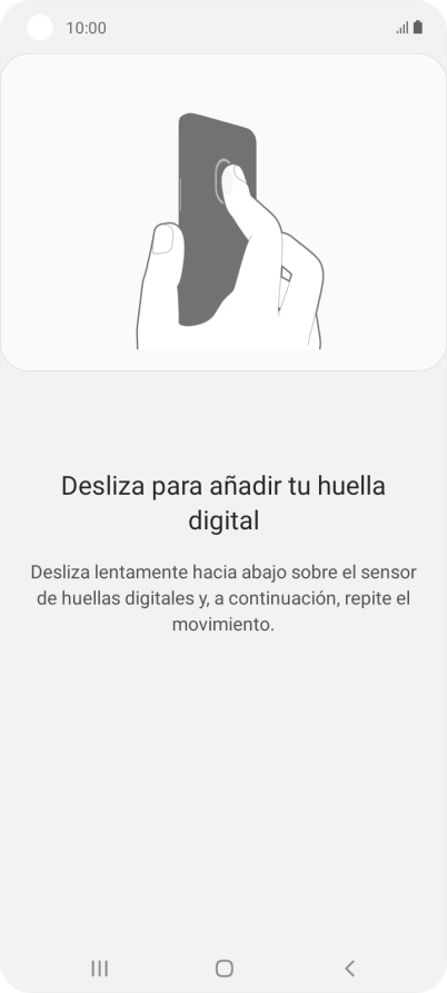 Sigue las indicaciones de la pantalla para crear una huella digital como código de seguridad.
