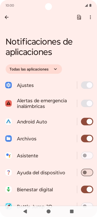 Pulsa el indicador junto a las apps deseadas para activar o desactivar la función.