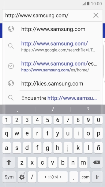 Introduce la dirección de la página web deseada y pulsa Ir.