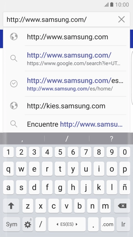 Introduce la dirección de la página web deseada y pulsa Ir.