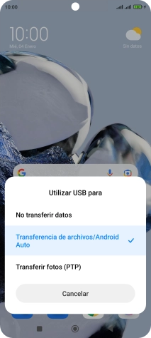 Pulsa Transferencia de archivos/Android Auto.