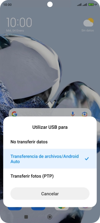 Pulsa Transferencia de archivos/Android Auto.