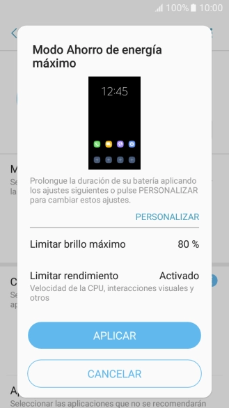 Pulsa APLICAR para activar la función.