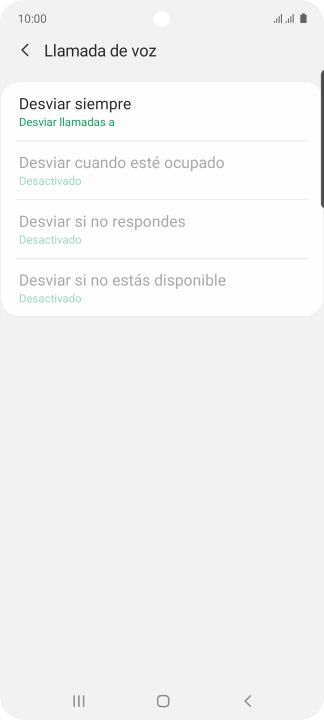 Pulsa el tipo de desvío deseado.