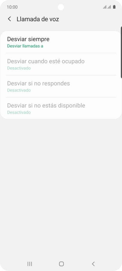 Pulsa el tipo de desvío deseado.