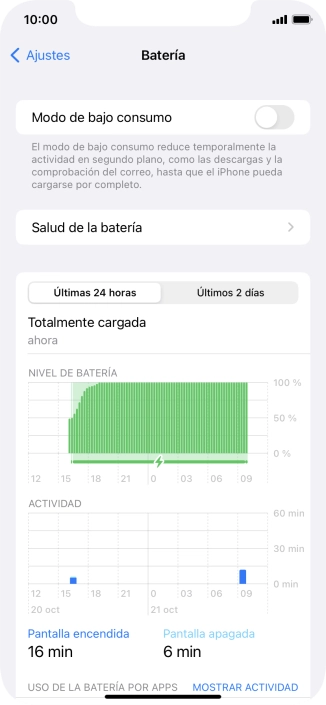 Pulsa Salud de la batería.