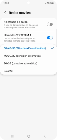 Pulsa el tipo de red deseado.