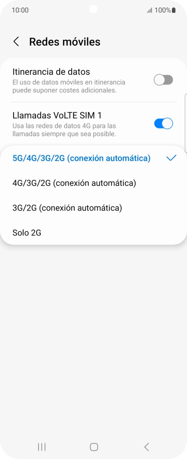 Pulsa el tipo de red deseado.