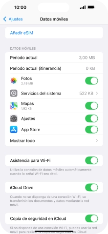 El consumo total aparece junto a Periodo actual.
