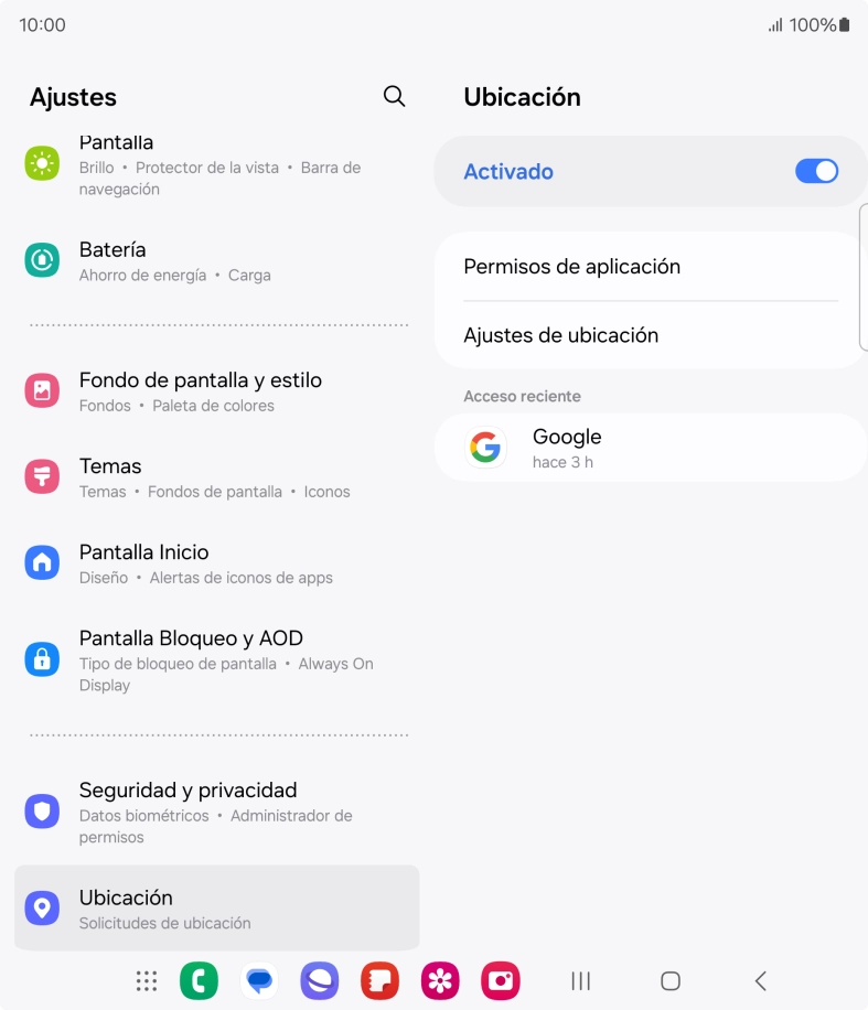 Pulsa Permisos de aplicación.