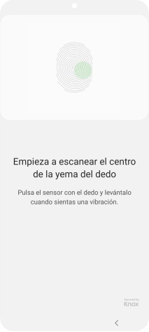Sigue las indicaciones de la pantalla para crear una huella digital como código de seguridad.