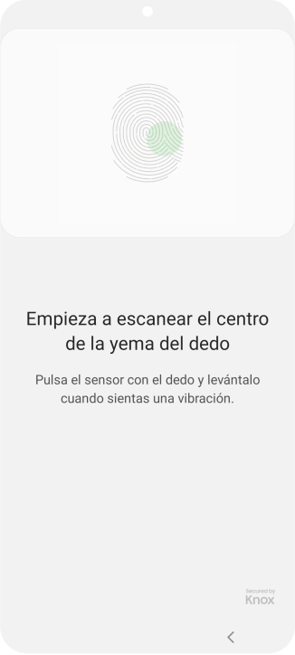 Sigue las indicaciones de la pantalla para crear una huella digital como código de seguridad.