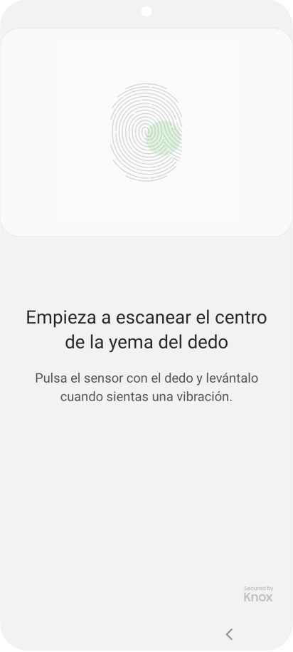 Sigue las indicaciones de la pantalla para crear una huella digital como código de seguridad.