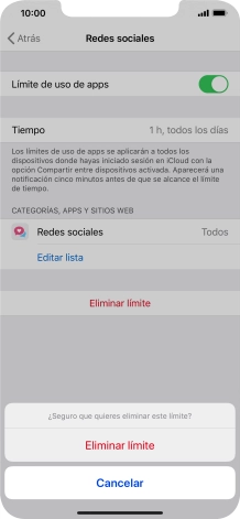 Pulsa Eliminar límite.