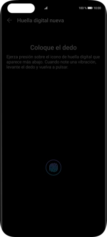 Sigue las indicaciones de la pantalla para crear una huella digital como código de seguridad.