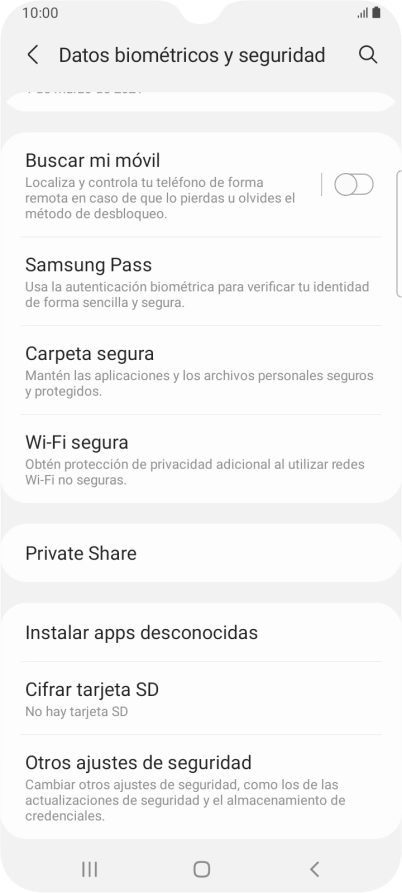 Pulsa Otros ajustes de seguridad.