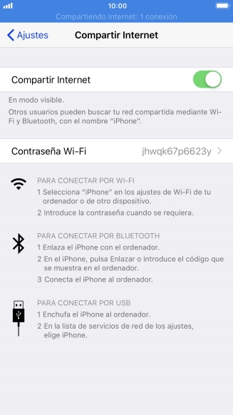 Pulsa Contraseña Wi-Fi e introduce una contraseña.