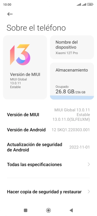 Pulsa Versión de MIUI.