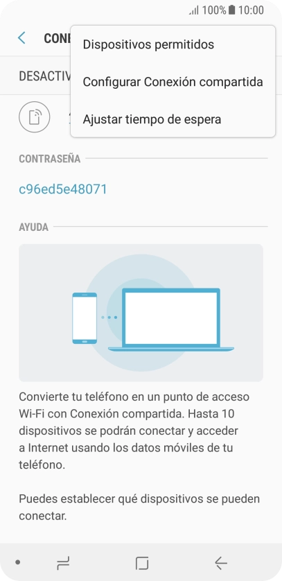 Pulsa Configurar Conexión compartida.