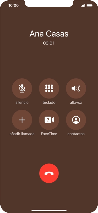 Pulsa el icono de finalizar llamadas para colgar.