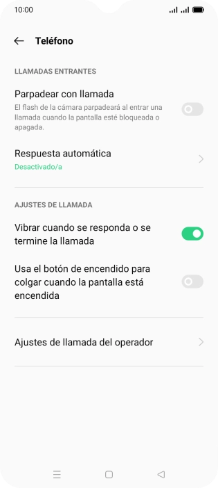 Pulsa Ajustes de llamada del operador.