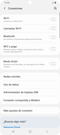 Pulsa Conexión compartida y Módem.