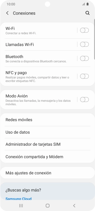 Pulsa Conexión compartida y Módem.