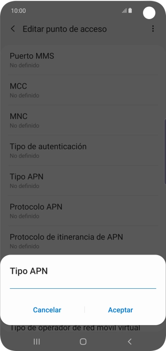 Introduce default y pulsa Aceptar.