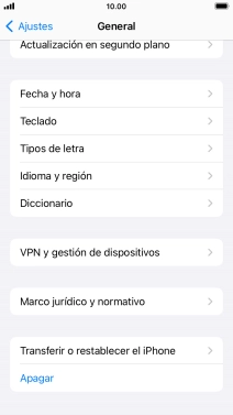 Pulsa Transferir o restablecer el iPhone.