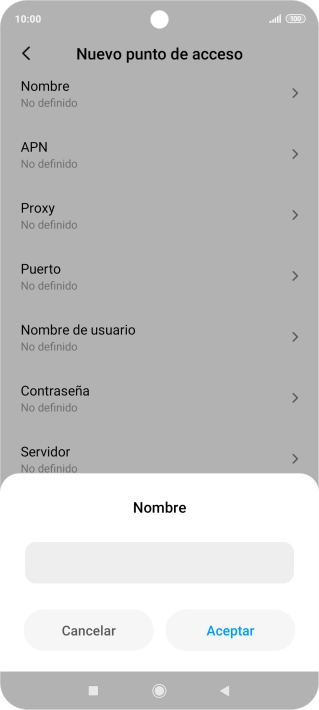 Introduce Vodafone Internet y pulsa Aceptar.