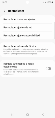 Pulsa Restablecer valores de fábrica.
