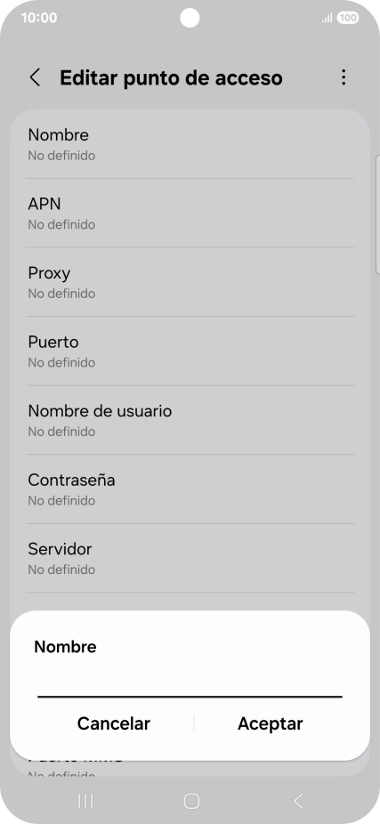 Introduce Vodafone Internet y pulsa Aceptar.