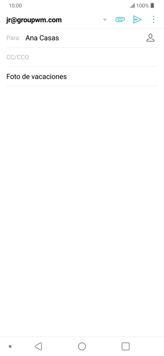 Pulsa en el campo de escritura  y escribe el texto del correo electrónico.