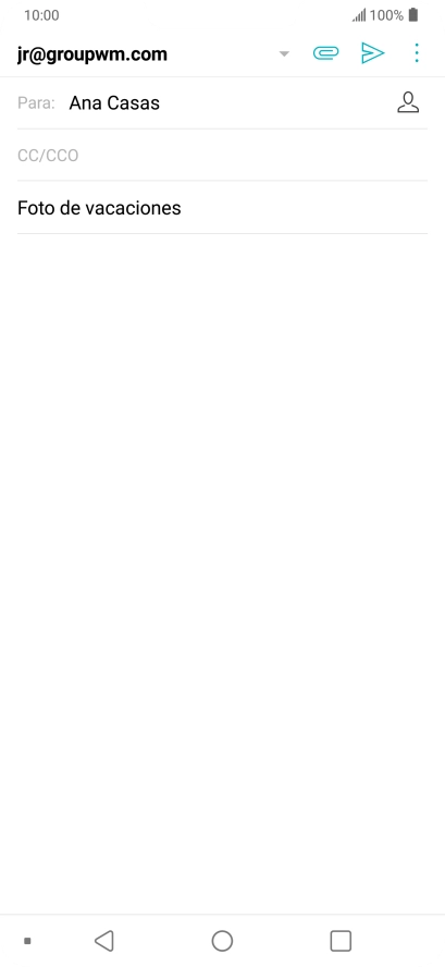 Pulsa en el campo de escritura  y escribe el texto del correo electrónico.