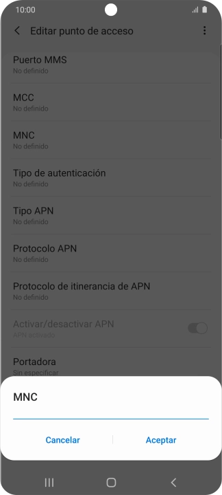 Introduce 01 y pulsa Aceptar.