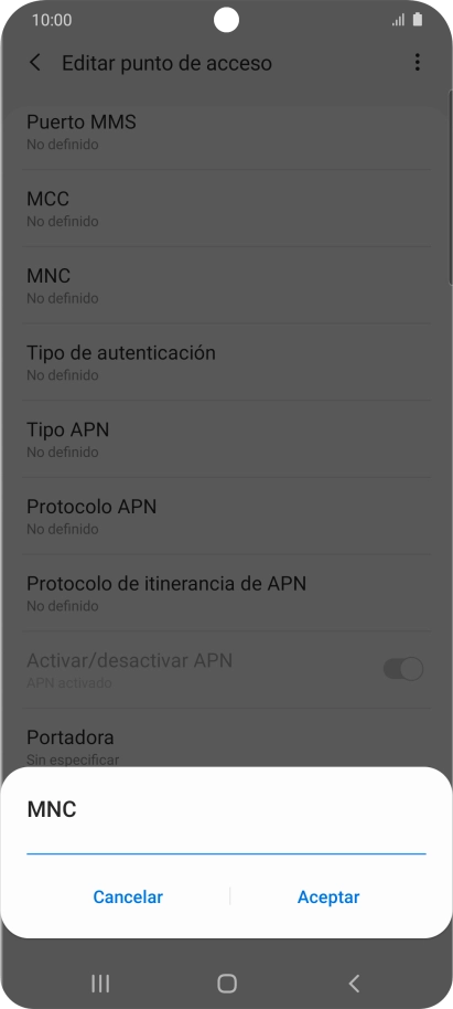 Introduce 01 y pulsa Aceptar.