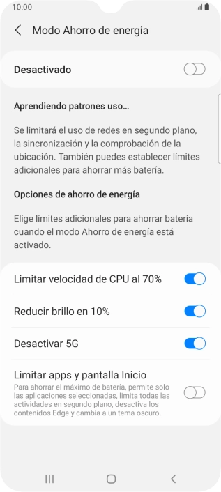 Pulsa el indicador junto a los ajustes deseados.