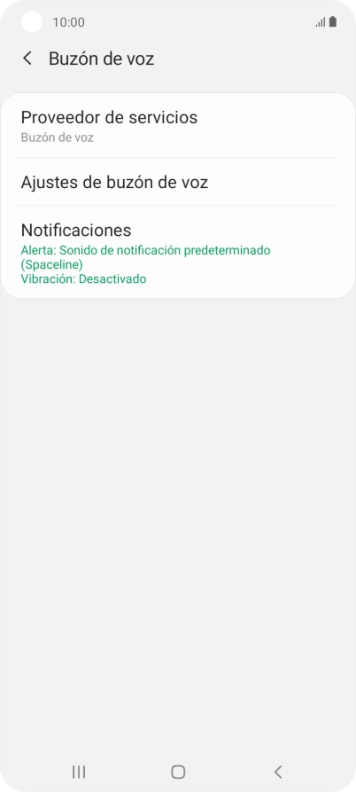 Pulsa Ajustes de buzón de voz.