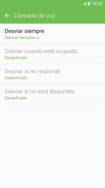 Pulsa el tipo de desvío deseado.
