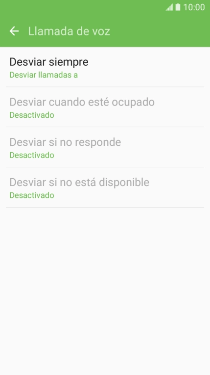 Pulsa el tipo de desvío deseado.