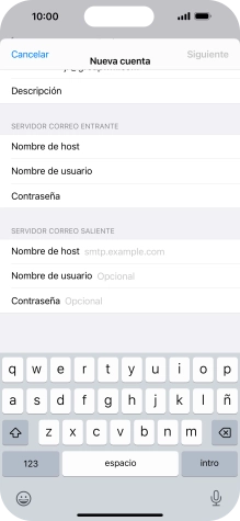 Pulsa Nombre de host e introduce smtp.vodafone.es.