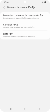 Pulsa Desactivar números de marcación fija.