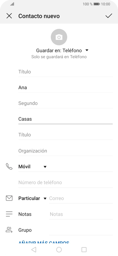 Pulsa Número de teléfono e introduce el número de teléfono deseado.