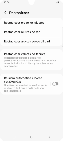 Pulsa Restablecer valores de fábrica.