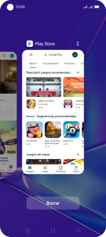 Para cerrar una sola aplicación en ejecución, desliza el dedo hacia arriba sobre la aplicación deseada.