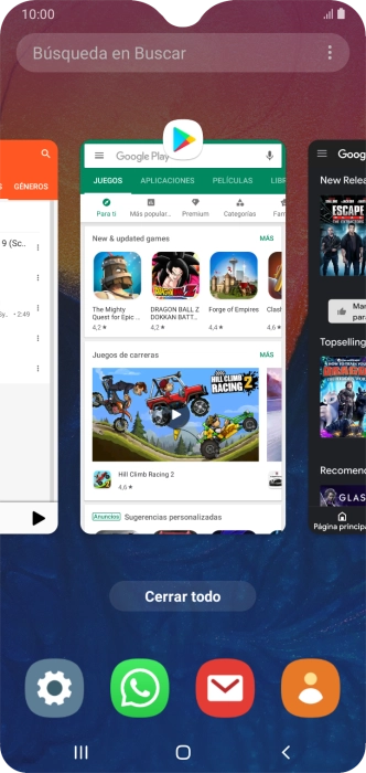 Para cerrar una sola aplicación en ejecución, desliza el dedo hacia arriba sobre la aplicación deseada.