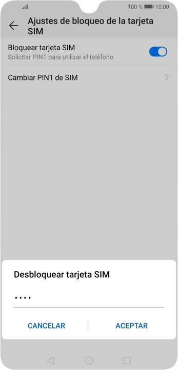 Introduce tu código PIN y pulsa ACEPTAR.