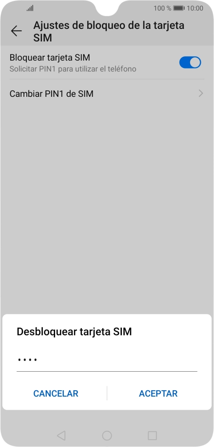 Introduce tu código PIN y pulsa ACEPTAR.