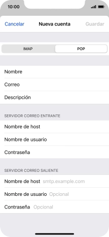Pulsa Nombre de host e introduce smtp.vodafone.es.